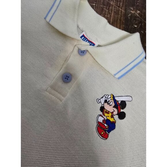 Vintage 80s Disney Mickey's Stuff for Kids Pastel Yellow Polo Shirt Baseball 2T - Picture 3 of 9